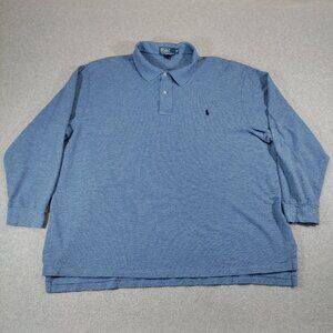 Polo Ralph Lauren Long Sleeve Polo Shirt Mens 2XB Big Blue Heather Cotton